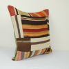 20" x 20" Stripe Turkish Patchwork Kilim Pillow | Cushion in Pillows by Vintage Pillows Store. Item composed of cotton