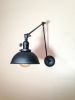 Swing Arm Adjustable Wall Sconce - Matte Black Industrial | Sconces by Retro Steam Works