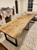 Live Edge Double Desk Hand Made Using Solid Elm Wood | Dining Table in Tables by Good Wood Brothers. Item made of wood