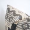 Grey/Cream Tribal Wool with Charcoal Leather Cross Pillow 16x24 | Pillows by Vantage Design