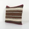Square Handwoven Striped Kilim Hemp Cushion, Bohemian Hemp P | Pillows by Vintage Pillows Store