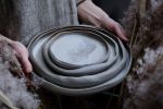 STC organic natural shape stoneware plates in grey cream | Dinnerware by Laima Ceramics. Item made of stoneware