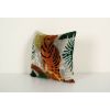 Square Silk Tiger Ikat Velvet Pillow, Yellow Animal Pattern | Sham in Linens & Bedding by Vintage Pillows Store. Item composed of cotton and fiber