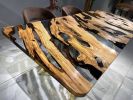 Olive Epoxy Resin Table, Custom Epoxy Table | Dining Table in Tables by Tinella Collection. Item composed of wood and metal in contemporary or modern style