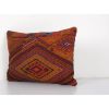 Striped Turkish Red Jajim Kilim Pillow Cover, Cottage Decor | Cushion in Pillows by Vintage Pillows Store