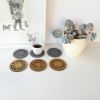 Wood, gray felt round coasters "Dots". Set of 6 | Tableware by DecoMundo Home. Item made of oak wood with fabric works with minimalism & country & farmhouse style