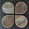 Wood and stone exclusive coasters for cups "Disco". Set of 4 | Tableware by DecoMundo Home. Item made of oak wood with stone works with minimalism & country & farmhouse style