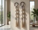 Macrame Wall Hanging 63 Inches Large Boho Wall Decor Handmade Fiber Art Neutral Wall Decor Wooden Beads Minimalist Home Decor | Wall Hangings by İnanç Yılmaz