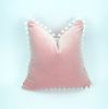 blush velvet with white pom poms // blush with white pom pom | Pillow in Pillows by Velvet Fringe