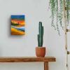 Day Blazed - Framed Original Oil Pastel Drawing - Tropical Sunset & Palm Tree | Drawings by Eman's Gallery