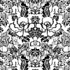 Indian Floral (Med), Black & White | Fabric in Linens & Bedding by Philomela Textiles & Wallpaper. Item composed of canvas