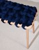 Midnight Blue Velvet Woven Bench | Benches & Ottomans by Knots Studio. Item made of wood & cotton
