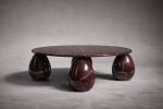 Cons Rosso Levanto Marble Round Coffee Table | Tables by HamamDecor LLC