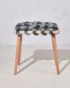 Grey Velvet Woven Stool | Chairs by Knots Studio. Item made of wood with fabric