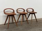 Mid Century Modern Swiveling Dining Chair: Carved Tractor Seat stool, USA made | Chairs by Marco Bogazzi