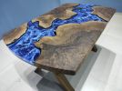 Custom Walnut Resin River Ocean Table, Dining Table | Tables by LuxuryEpoxyFurniture. Item composed of wood and synthetic