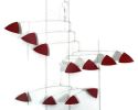 Kinetic Art Sculpture in Red - Mobile Triangle Style | Wall Sculpture in Wall Hangings by Skysetter Designs. Item made of metal compatible with modern style