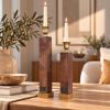 Handmade Candle Holders Set of 2, Wooden Candlesticks, Modern Geometric Home Decor, Housewarming Gift | Decorative Objects by Vesta Corte