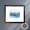 Abstract Landscape Gouache Painting: Deep Blue Art with Gold (5x7) | Paintings by Susi Schuele Art