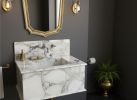 Calacatta Monet Marble Sink with Backsplash | Custom design | Water Fixtures by AYMARBLEDESIGN LLC
