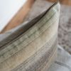 Neutral Striped Wool with Wool Welt Lumbar Pillow 16x34 | Pillows by Vantage Design
