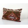 Extra Long Red Lumbar Cicim Pillow Cover -Wool Turkish Jajim | Cushion in Pillows by Vintage Pillows Store