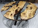 Olive Tree Clear Diameter  Round Epoxy Coffee Table | Dining Table in Tables by LuxuryEpoxyFurniture. Item composed of wood and synthetic