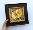 Lily floral painting original framed 6x6, Mom gift | Oil And Acrylic Painting in Paintings by Natart. Item composed of canvas and synthetic in contemporary style
