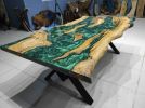 Living Room River Epoxy Resin Table, Live Edge Olivee Tree | Dining Table in Tables by LuxuryEpoxyFurniture. Item made of wood with synthetic