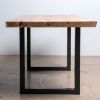 Live Edge Sunrise Dining Table | Modern Wood and Steel Table | Tables by Alabama Sawyer. Item composed of oak wood