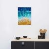 Framed Paper Print - Good Tidings - Fluid Blue Gold | Work by Eman's Gallery