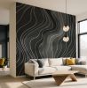 Charcoal Wavy Lines - Abstract Luxury Wallpaper Mural | Wall Treatments by ELLE WALLS