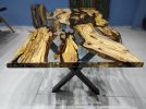 Custom Order Clear Epoxy Olive Wood Dining Table | Live Edge | Tables by LuxuryEpoxyFurniture. Item composed of wood & synthetic