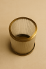Vetra Ribbed Hurricane Candle Holder — Antique Brass Finish | Decorative Objects by Raíz Studio