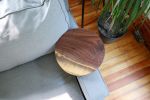 Medium Round Industrial side table, walnut 12" | Tables by Hazel Oak Farms | Amana Colonies in Amana. Item made of wood & steel