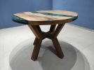 Custom Order Diameter Walnut Green Epoxy Dining Table | Tables by LuxuryEpoxyFurniture. Item composed of wood & synthetic