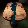 Epoxy Resin Table | Oval Epoxy Table | Tables by Ironscustomwood. Item composed of wood and synthetic
