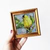 American goldfinch bird oil painting original framed 4x4 | Oil And Acrylic Painting in Paintings by Natart. Item composed of synthetic compatible with modern style