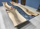 Custom Order Live Edge Walnut Epoxy Table -Metallic Gray | Dining Table in Tables by LuxuryEpoxyFurniture. Item made of wood with synthetic