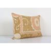 Pink and Tan Suzani Lumbar Cushion Cover, Tribal House Decor | Pillows by Vintage Pillows Store