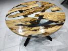 Custom 48" Diameter Round Olive Clear Epoxy Table, Round | Dining Table in Tables by LuxuryEpoxyFurniture. Item composed of wood & synthetic
