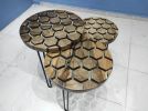 Hexagon Coffee Table Set, Round Epoxy Table, Resin Dining | Dining Table in Tables by LuxuryEpoxyFurniture. Item composed of wood & synthetic