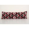 Ikat Lumbar Pillow Cover - Extra Long Pink and Red Silk Ikat | Cushion in Pillows by Vintage Pillows Store. Item made of cotton