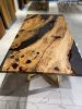 Olive Epoxy Dining Table - Handmade Wooden Table | Tables by Tinella Collection. Item made of walnut works with contemporary & country & farmhouse style