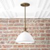 10 Inch White Shade Pendant Light - Model No. 8906 | Pendants by Peared Creation. Item composed of brass