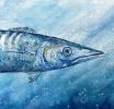 "Wahoo" 57 x 15 | Watercolor Painting in Paintings by Maya Murano Studio. Item composed of paper in art deco style