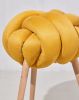 Desert Yellow Vegan suede Knot Stool | Chairs by Knots Studio. Item composed of wood and cotton