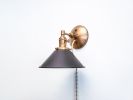 Plug in Reading Sconce, Adjustable Wall Light, Matte Black | Sconces by Retro Steam Works. Item made of fabric & brass compatible with mid century modern and industrial style