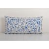 Lumbar Pastel Long Pillow from Vintage Suzani Textile - Blue | Cushion in Pillows by Vintage Pillows Store