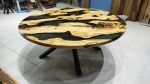 Custom Order Round Olive Smoke Epoxy Dining Table, Diameter | Tables by LuxuryEpoxyFurniture. Item made of wood with synthetic